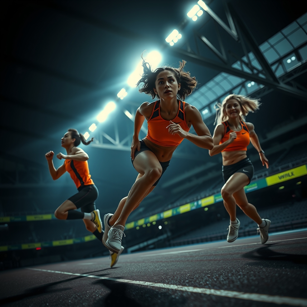 Full-bleed hero — elite athletes in motion, diverse genders and sports