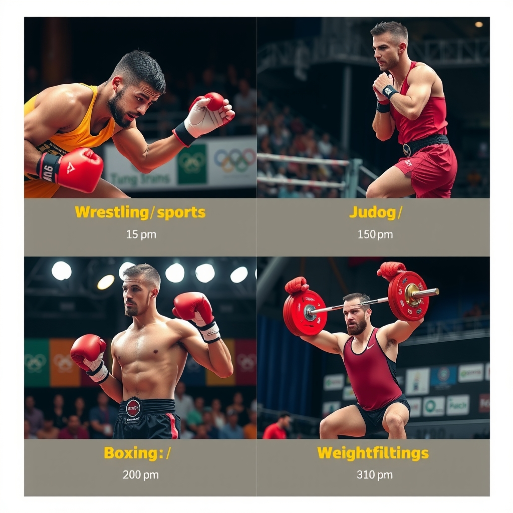 Collage de deportes con categorías de peso