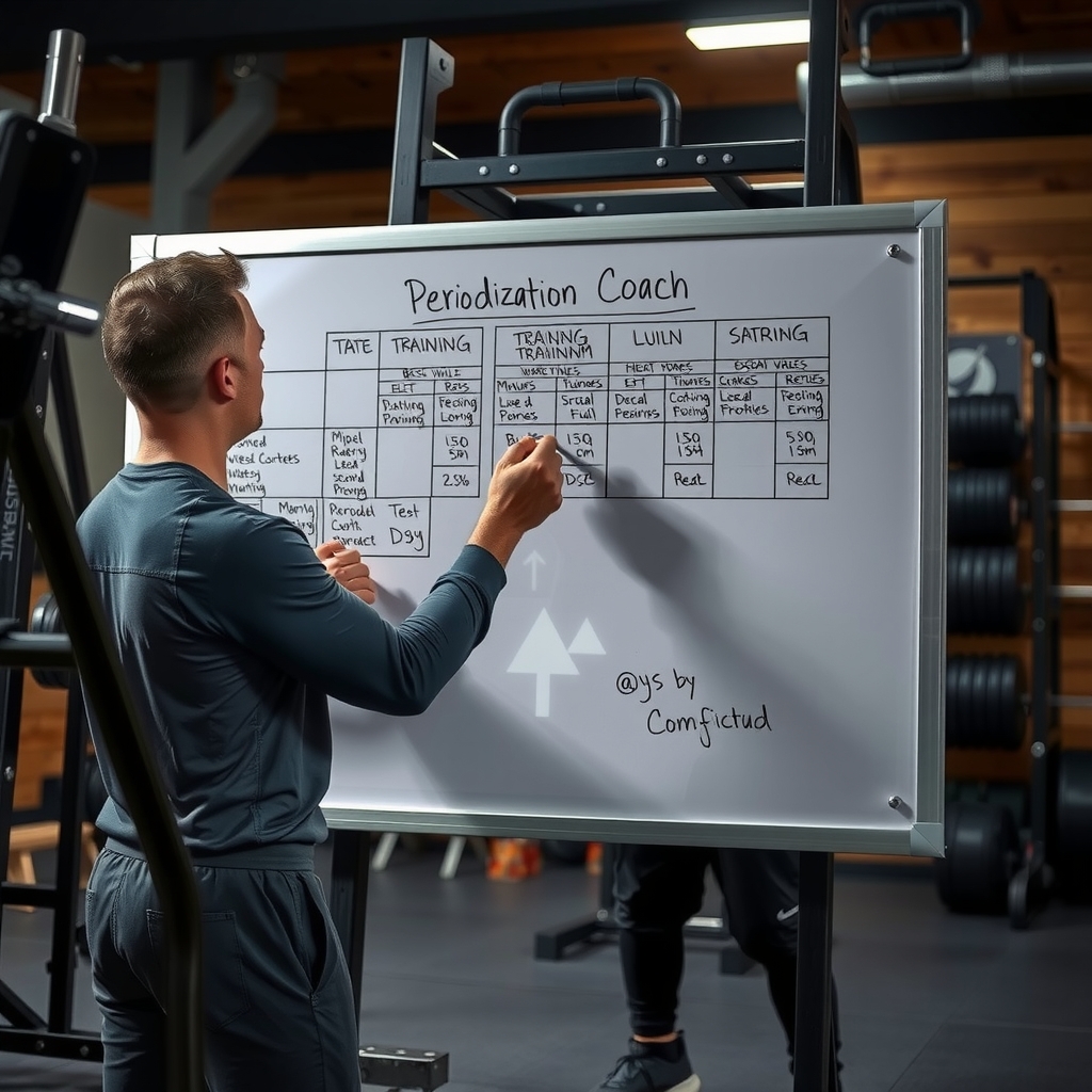 Imagen de entrenador diseñando un programa sobre papel o tablet en un gimnasio