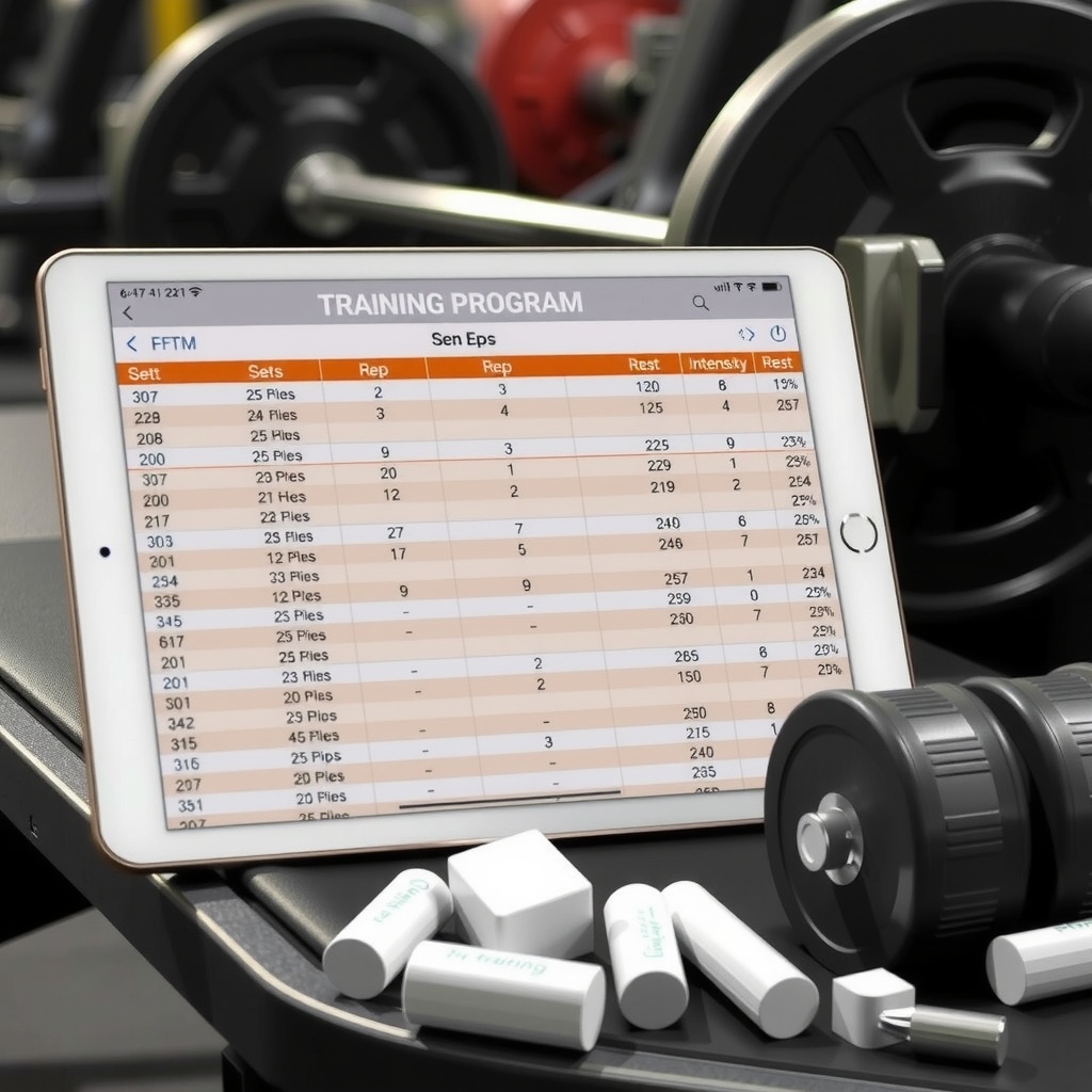 Tabla o hoja de programa de entrenamiento semanal impresa o en tablet