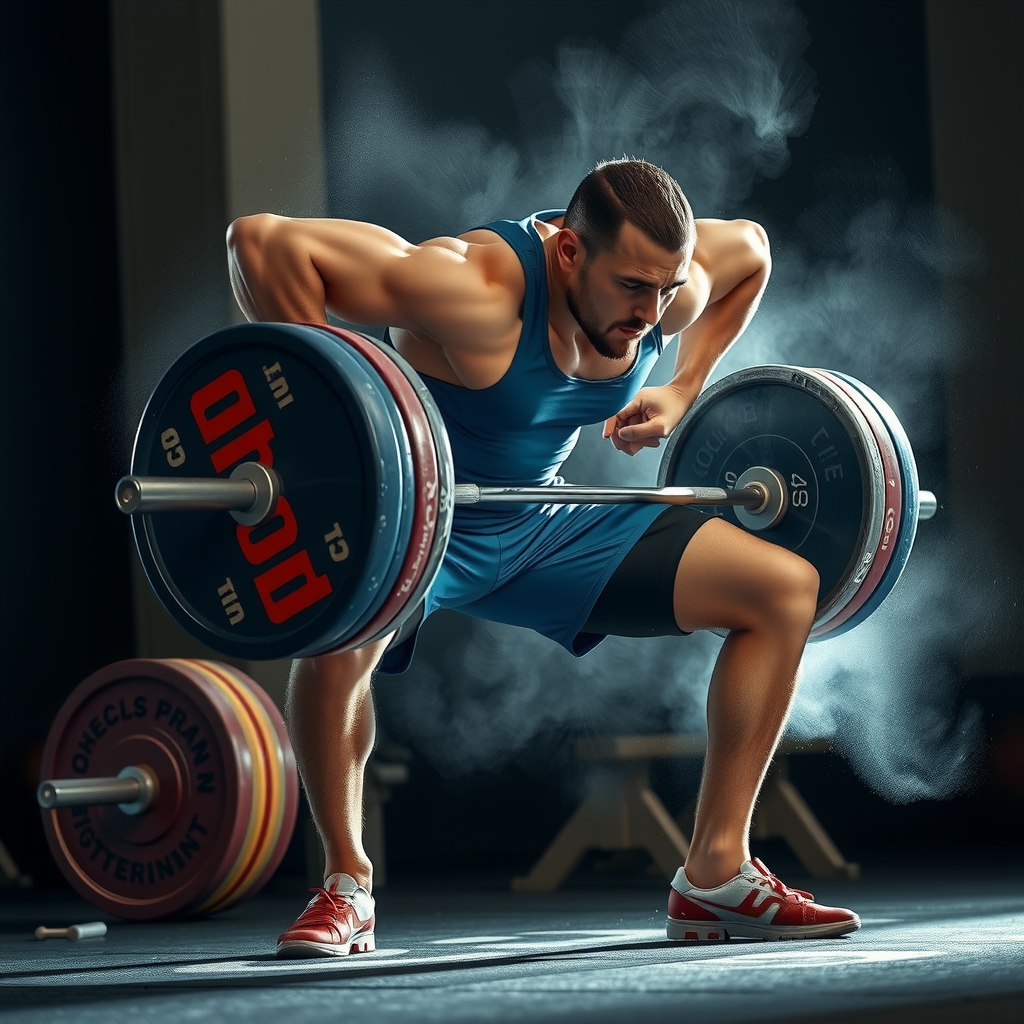 Atleta ejecutando un jalón de arrancada como ejercicio complementario