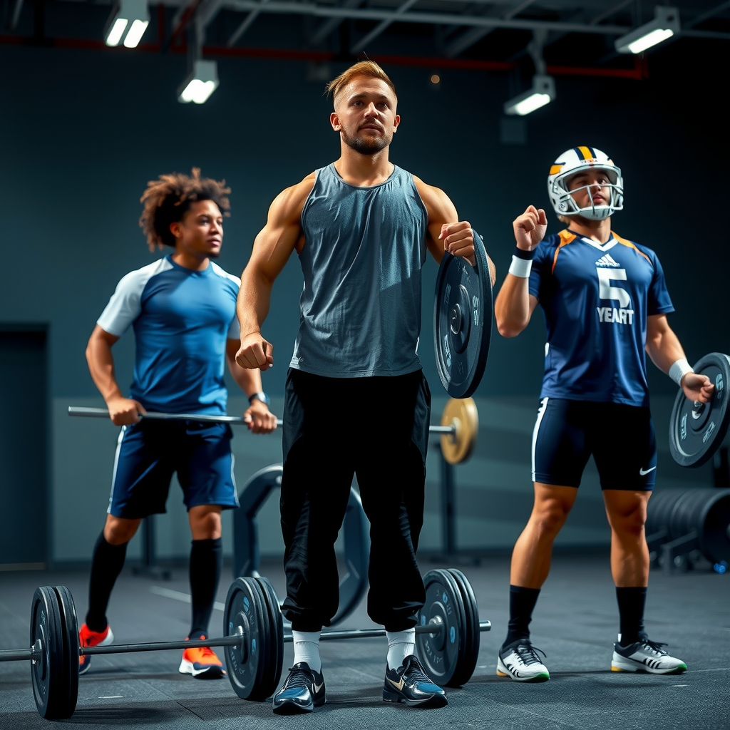 Imagen representando atletas de distintos deportes que incorporan halterofilia en su entrenamiento