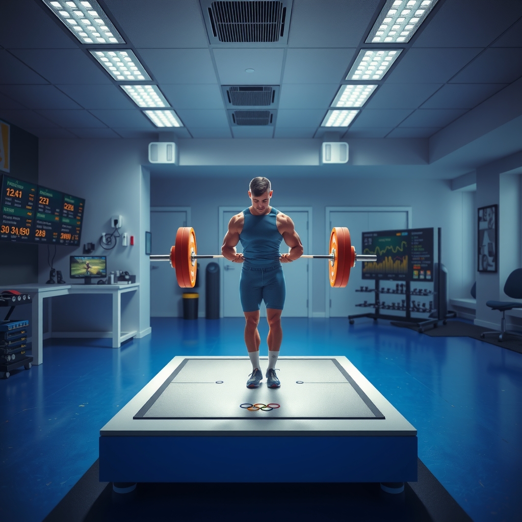 Imagen de laboratorio de ciencia del deporte midiendo potencia en levantadores