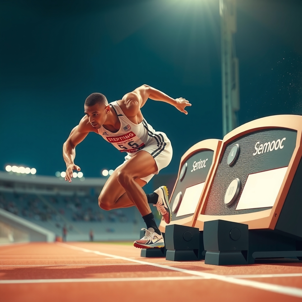 Velocista en pista mostrando la transferencia de potencia del entrenamiento olímpico