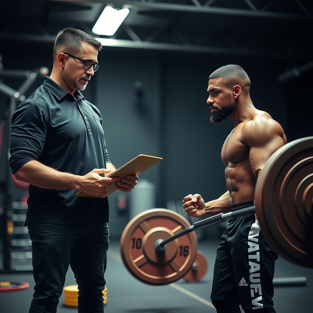 Entrenador experto trabajando con atleta de élite