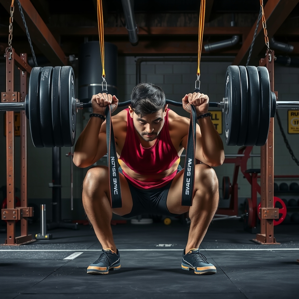 Atleta ejecutando sentadilla con método conjugado