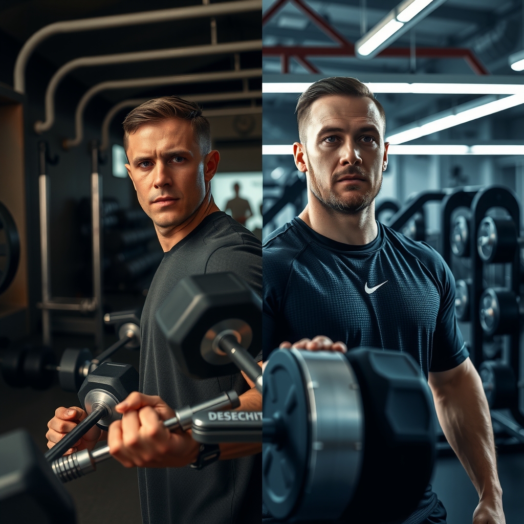 Comparativa visual entre atleta aficionado y profesional entrenando