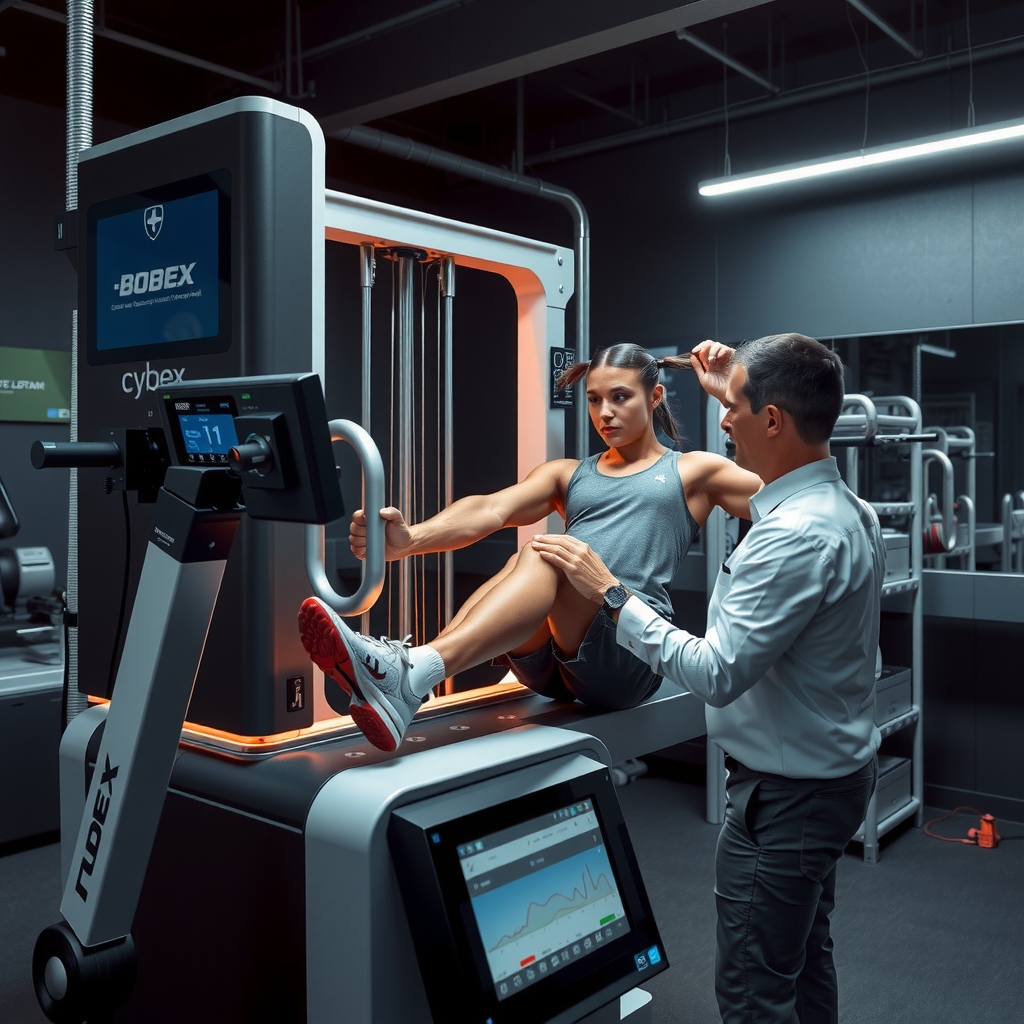 Máquina isocinética Cybex o Biodex en uso clínico deportivo