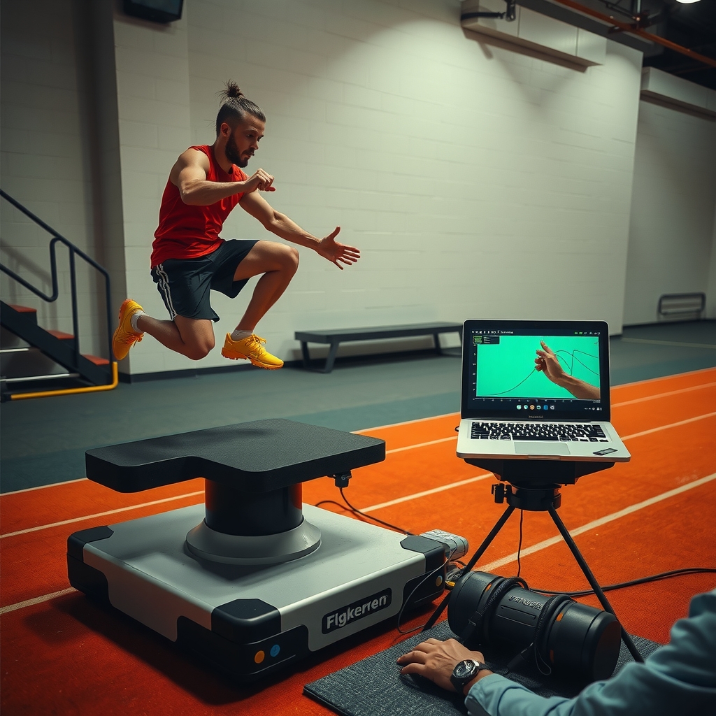 Plataforma de fuerza siendo usada por un atleta