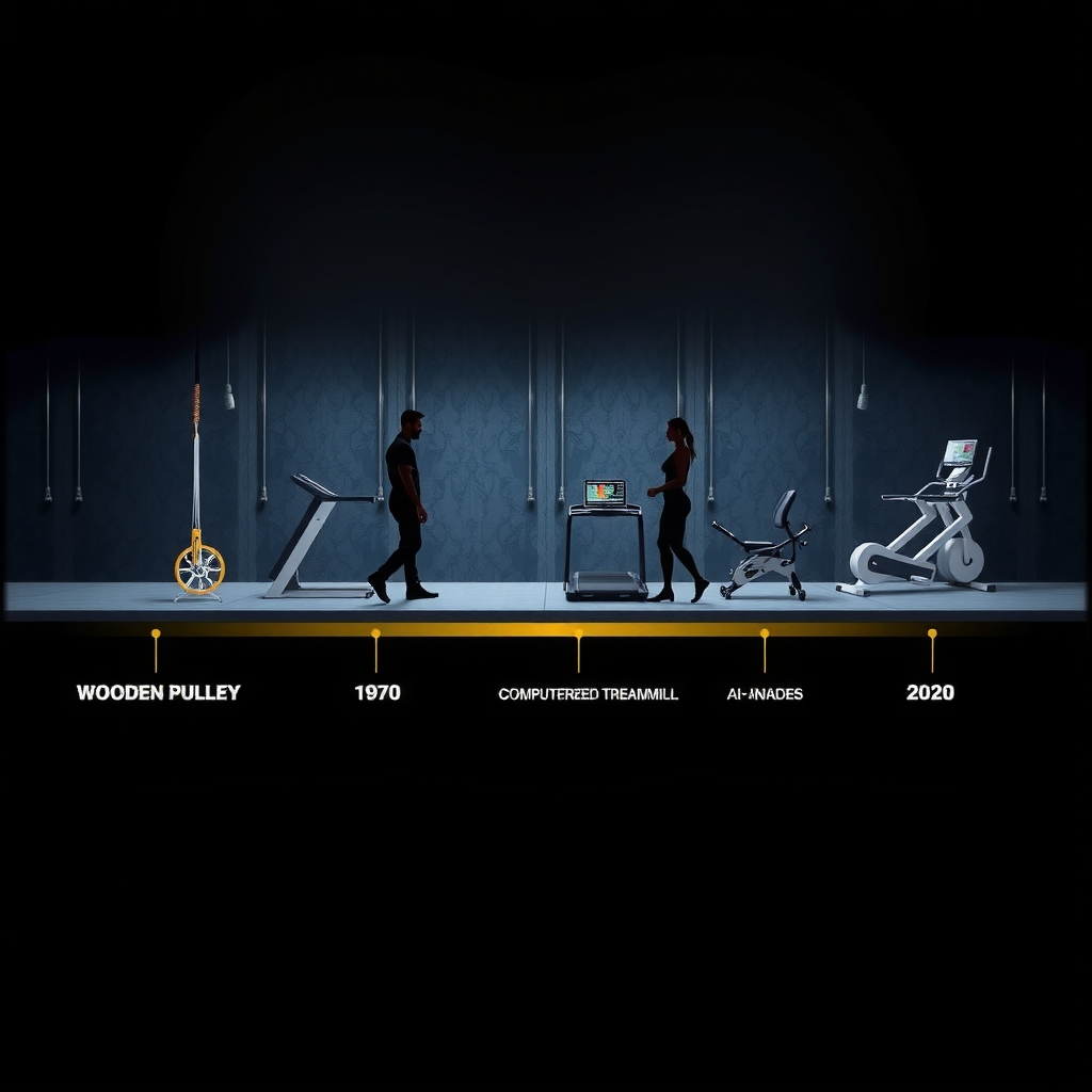 Ilustración de la línea de tiempo de la evolución de máquinas de entrenamiento