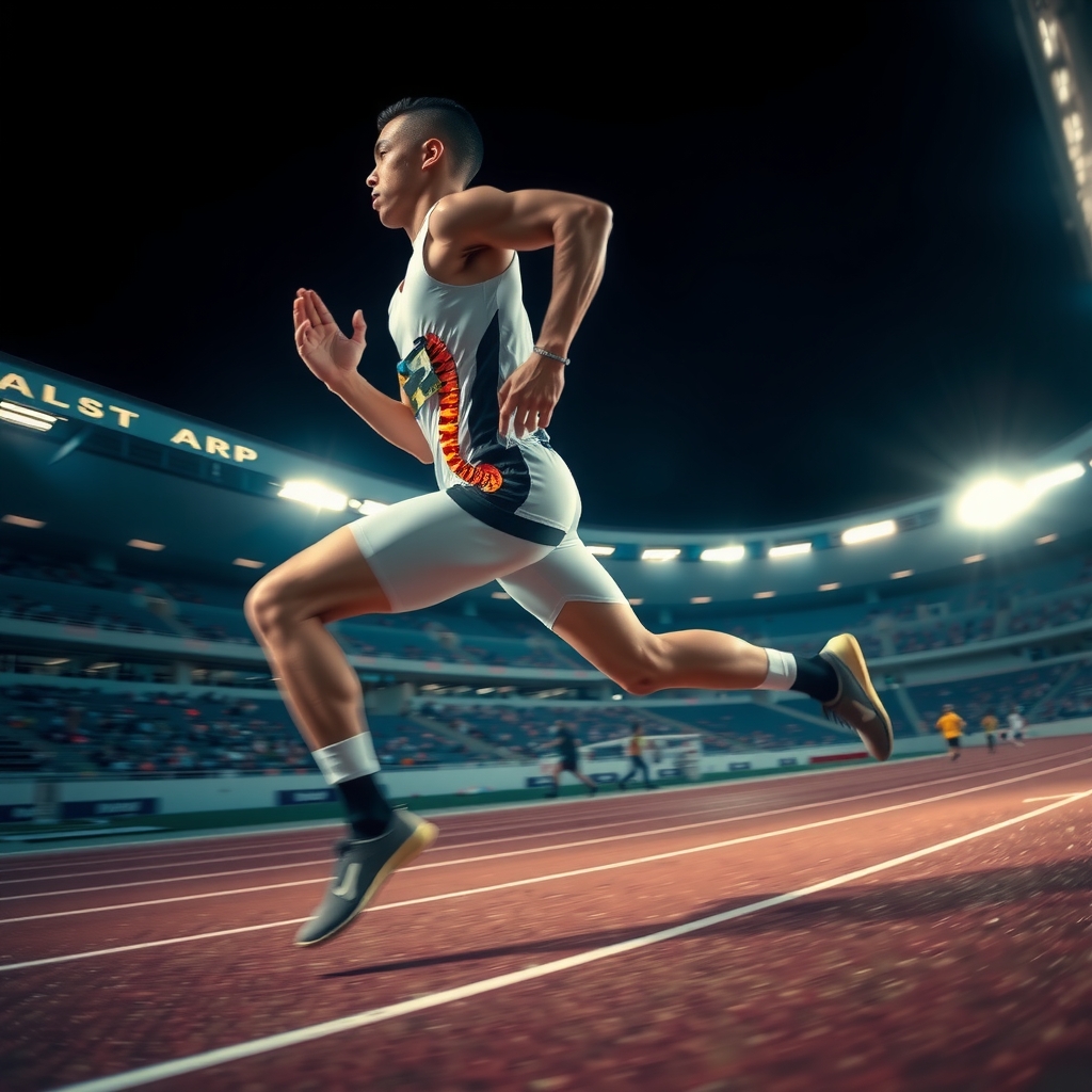 Atleta ejecutando movimiento explosivo con postura perfecta