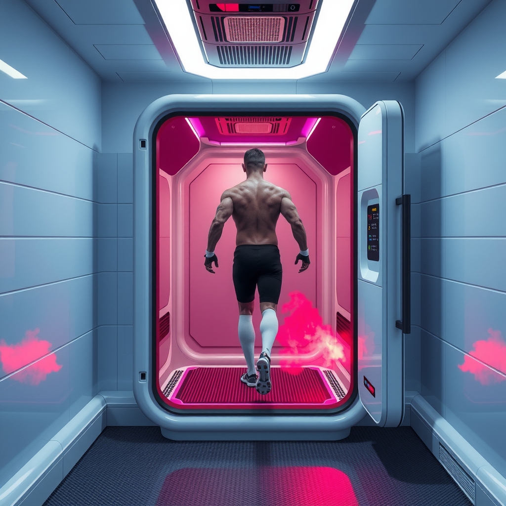 Cámara de crioterapia de cuerpo entero en instalación deportiva