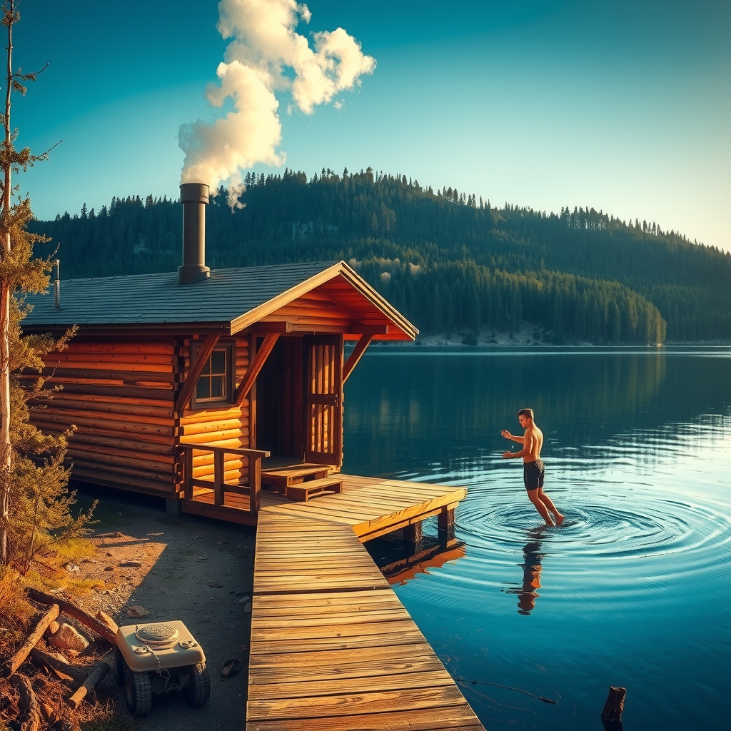 Sauna tradicional finlandesa junto al lago