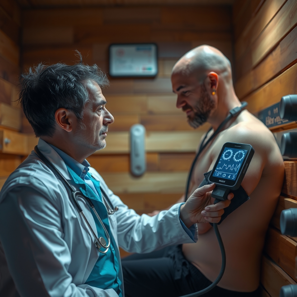Medición cardiovascular durante sesión de sauna