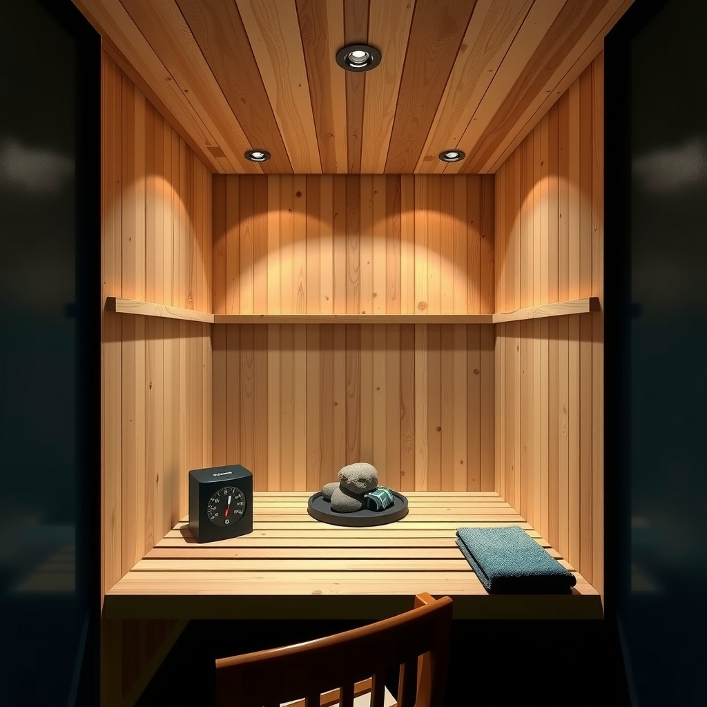 Interior de sauna moderna para uso doméstico o de gimnasio