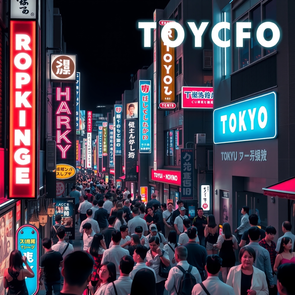 Aerial view of Tokyo's neon-lit Shibuya nightclub district