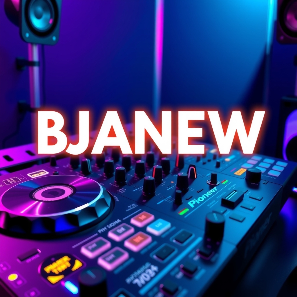 Professional DJ booth featuring Pioneer CDJ-3000 media players, DJM mixer, and closed-back headphones