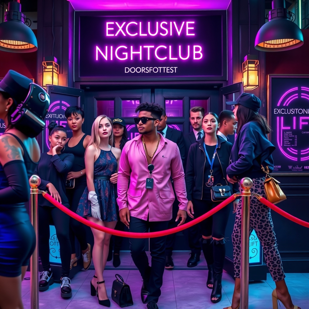 Fashion-forward clubbers dressed for a night out, showcasing scene-specific styles