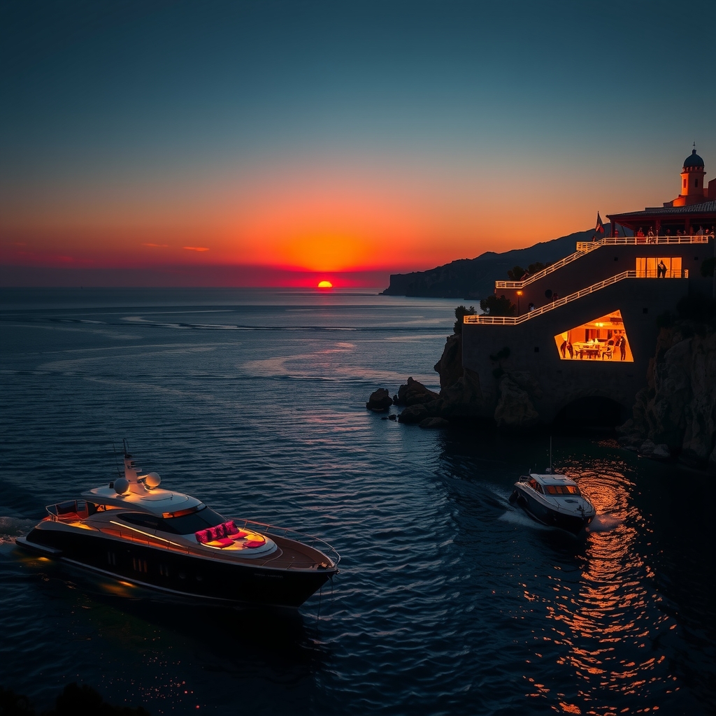 Panoramic view of Ibiza's coastline with white architecture and turquoise Mediterranean Sea