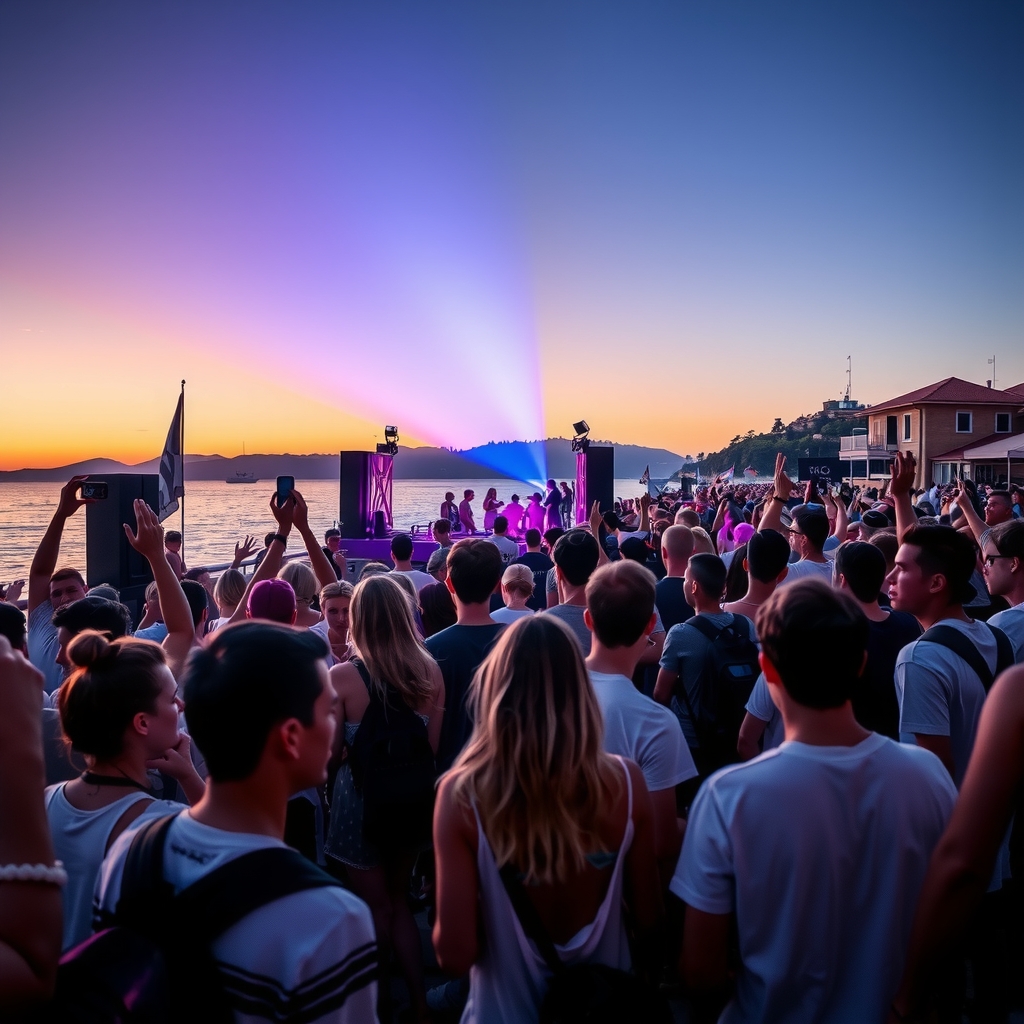 Energetic crowds at an Amsterdam DJ event during a budget-friendly weekend rave