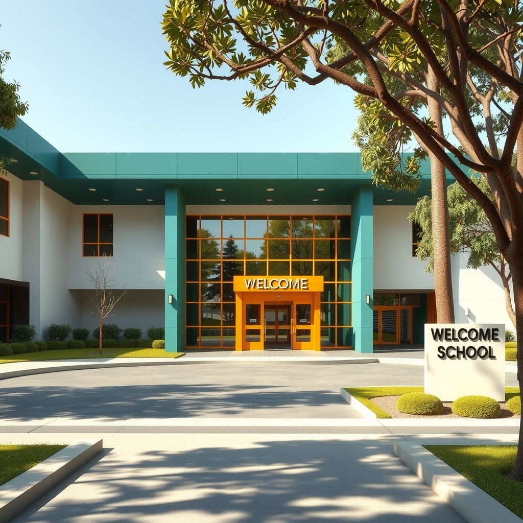 Imagen acogedora del edificio o entrada de la escuela