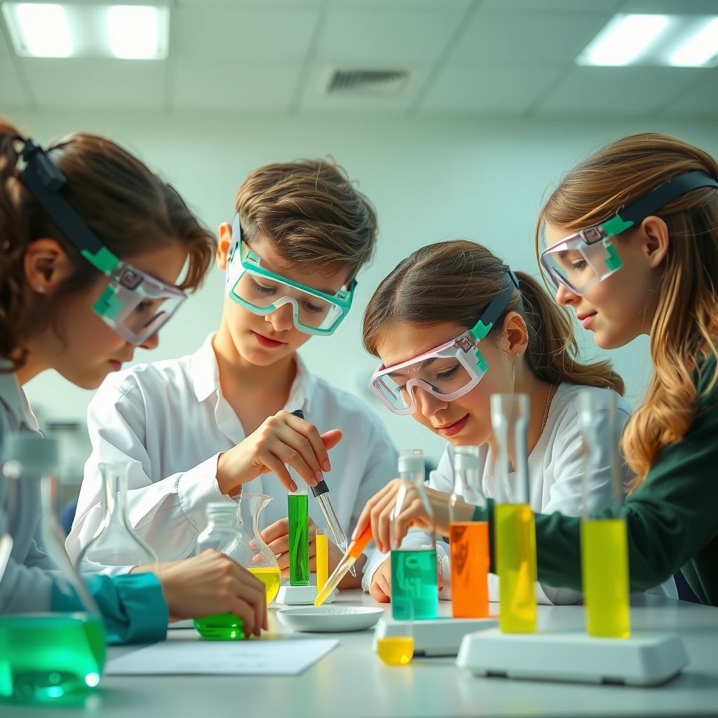 Imagen de clase de Matemática o Ciencias con experimentos