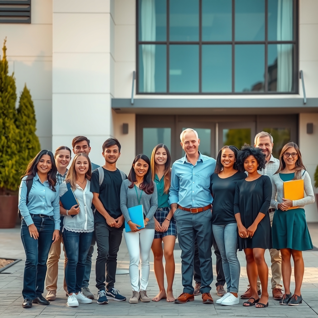Imagen institucional del equipo docente y estudiantes representando la identidad de la escuela