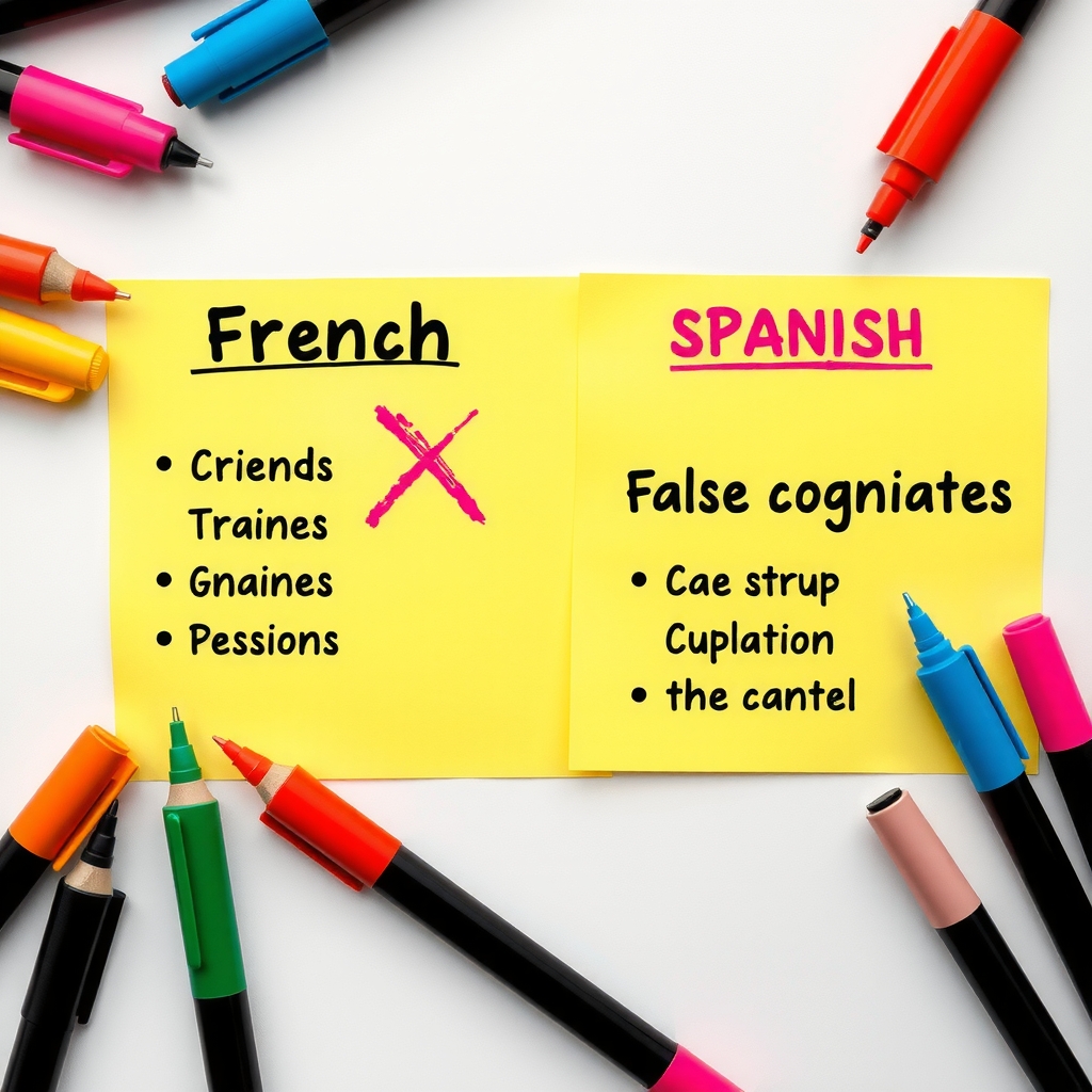 Visual divertido sobre falsos amigos francés-español