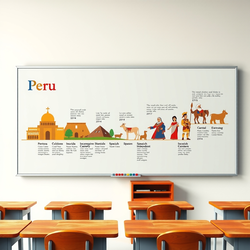 Línea del tiempo ilustrada de la historia del Perú
