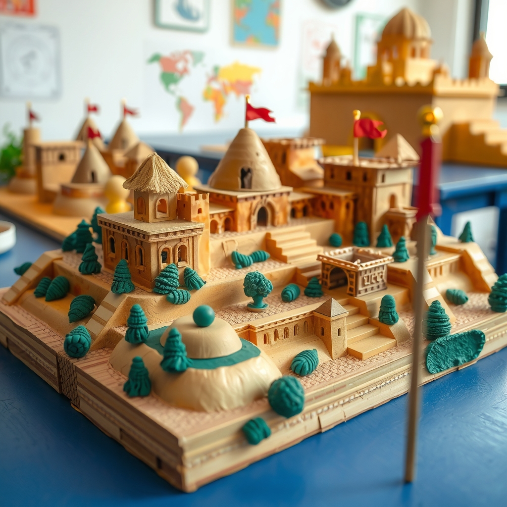Maqueta escolar de ciudad inca hecha por niños