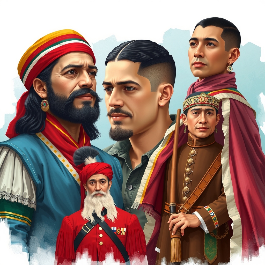 Hero con collage de personajes históricos peruanos