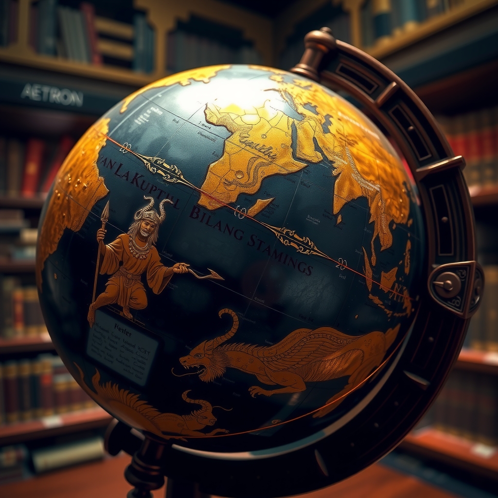 Interactive mythology atlas map visual