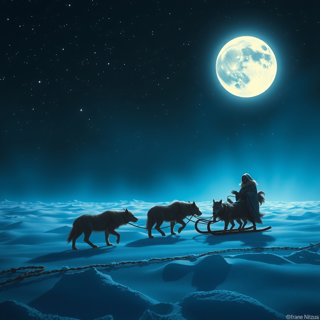Illustration of Igaluk, the Inuit moon spirit