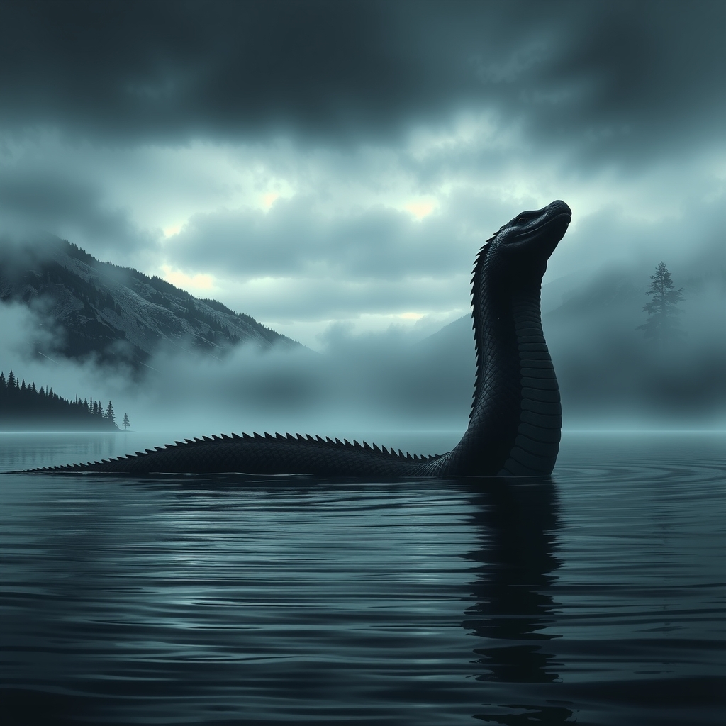 Illustration of Ogopogo, the lake monster of Okanagan Lake
