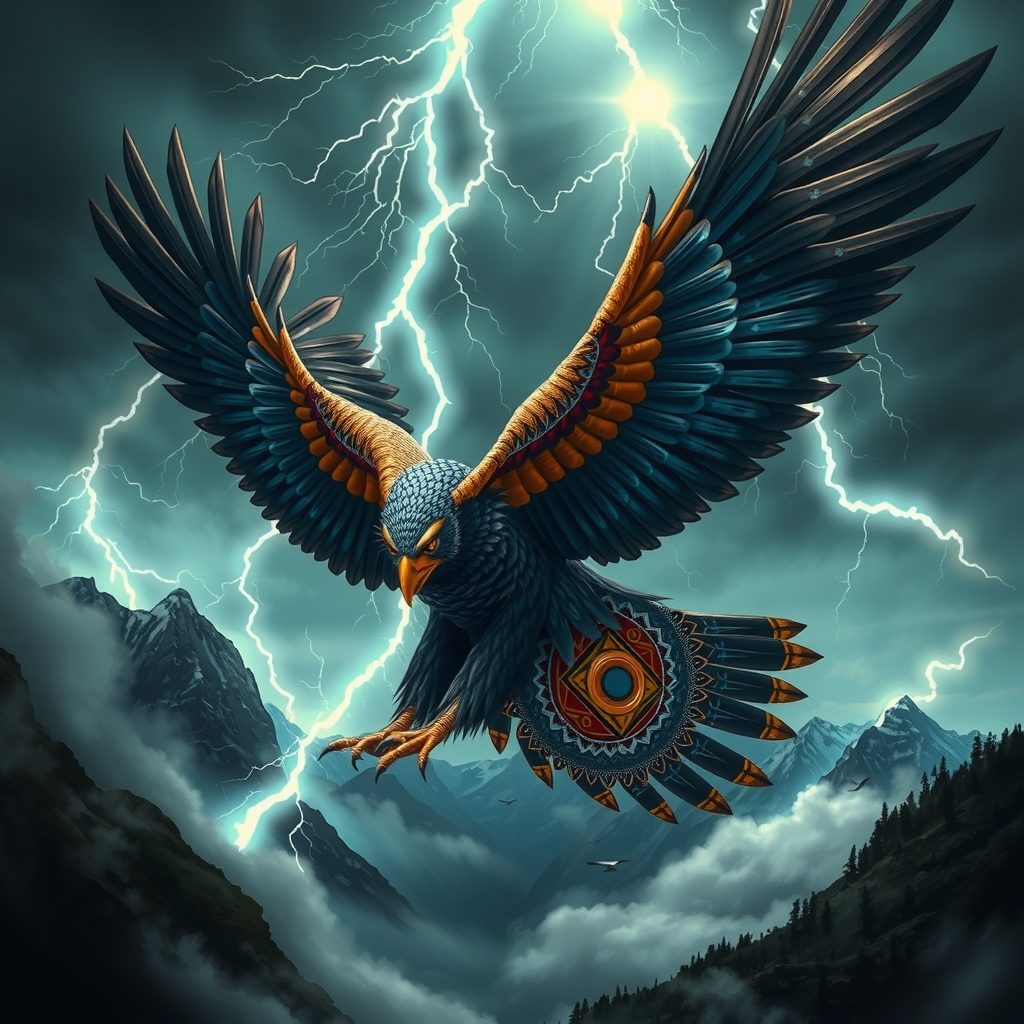 Illustration of the Thunderbird, the great supernatural bird of Indigenous legend