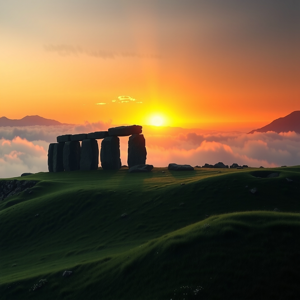 Hero banner — sweeping misty Celtic landscape with standing stones