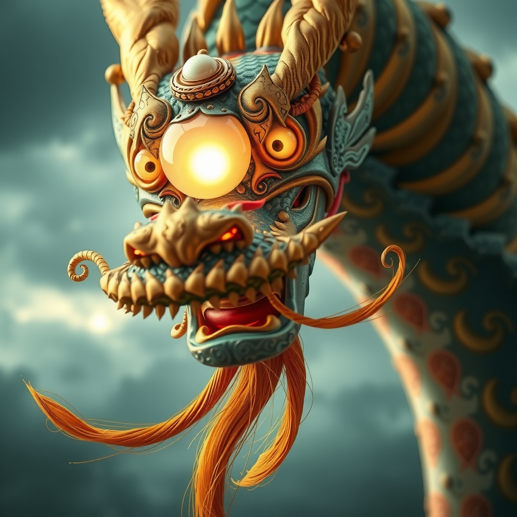 Close detail of a Chinese celestial dragon