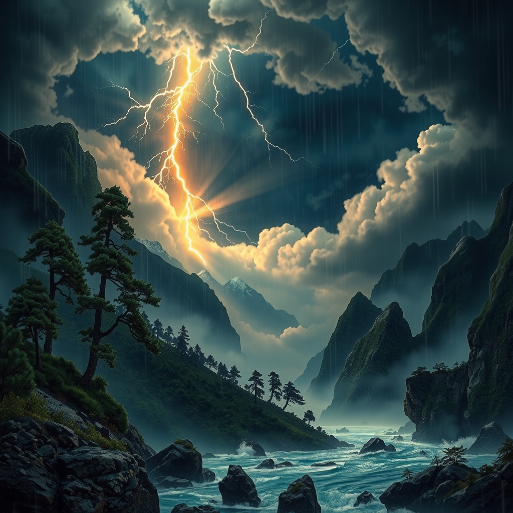 Susanoo storm god and Yamata no Orochi