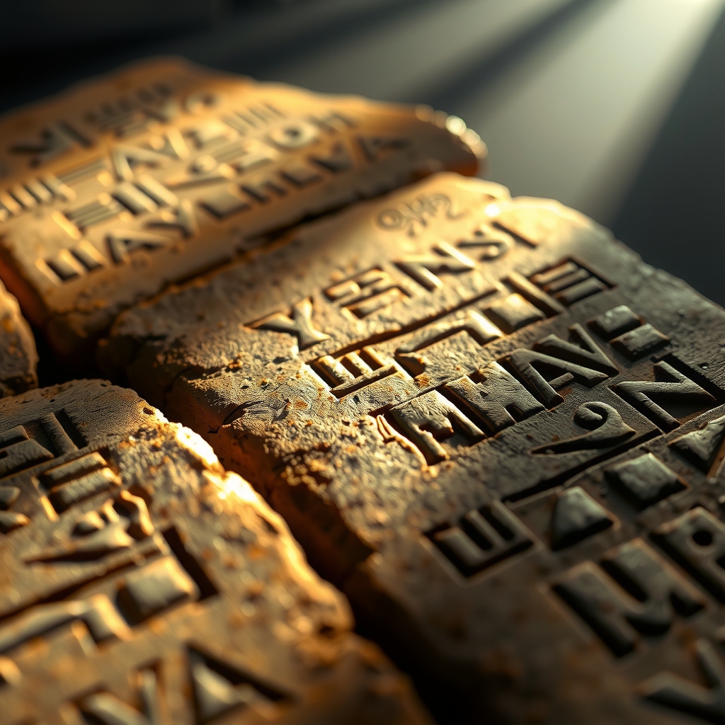 Ancient cuneiform tablets with first written stories