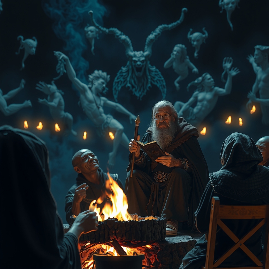 Hero banner — ancient storyteller with mythological imagery