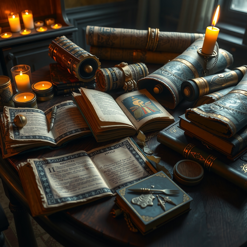 Ancient scrolls and manuscripts of world myths