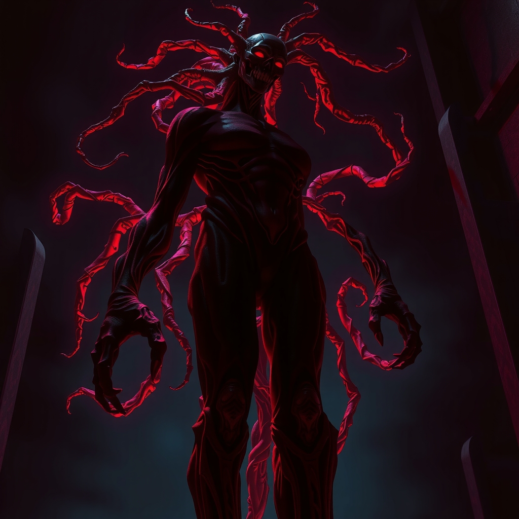 Menacing image of Vecna, the primary villain, in his decayed supernatural form