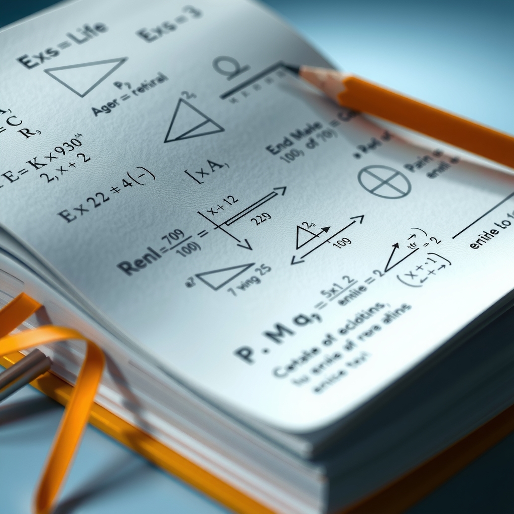 Libreta con ecuaciones matemáticas y gráficas