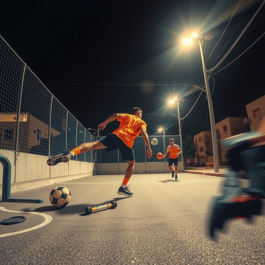 Full-bleed hero — street sports collage energy