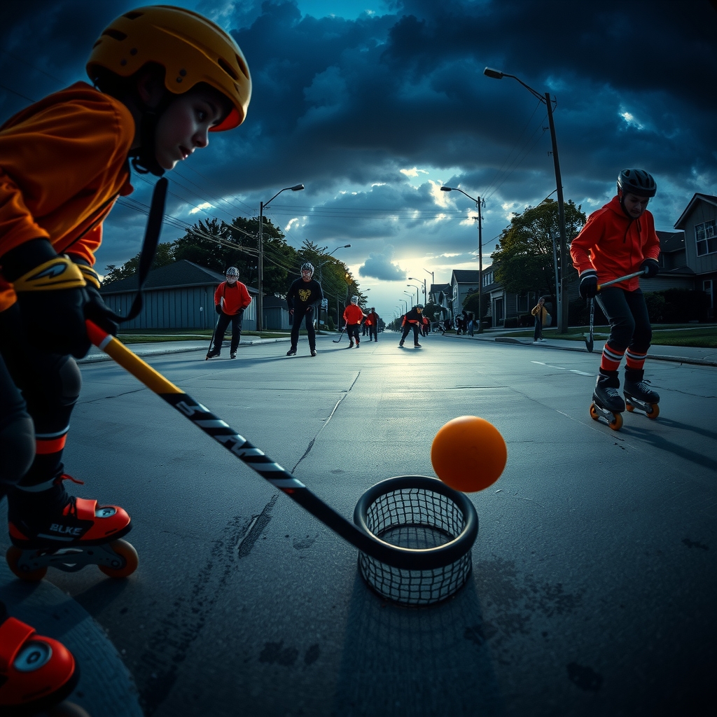 Street hockey hero action image