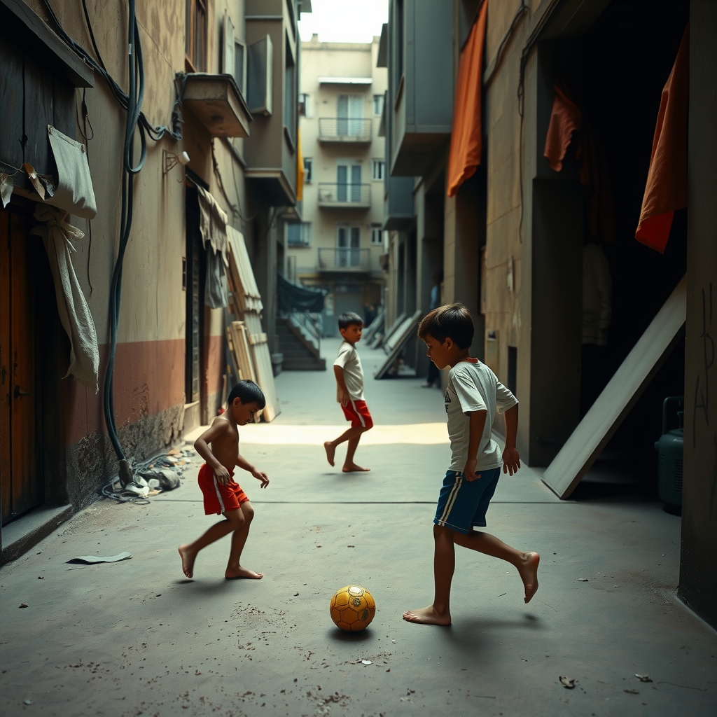 Historical street soccer scene