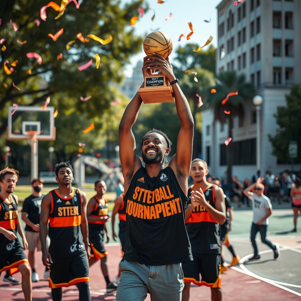 Tournament winner celebrating with trophy