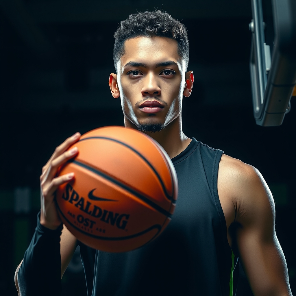 Male basketball athlete profile card