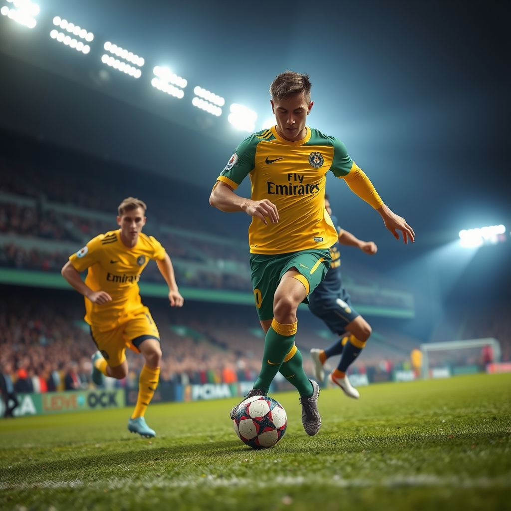 Neymar dribbling past defenders
