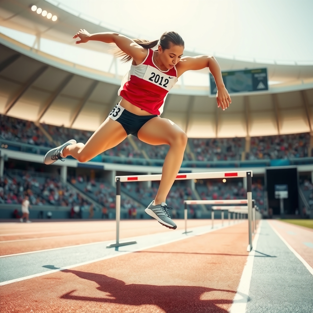 Sydney McLaughlin clearing hurdles on track